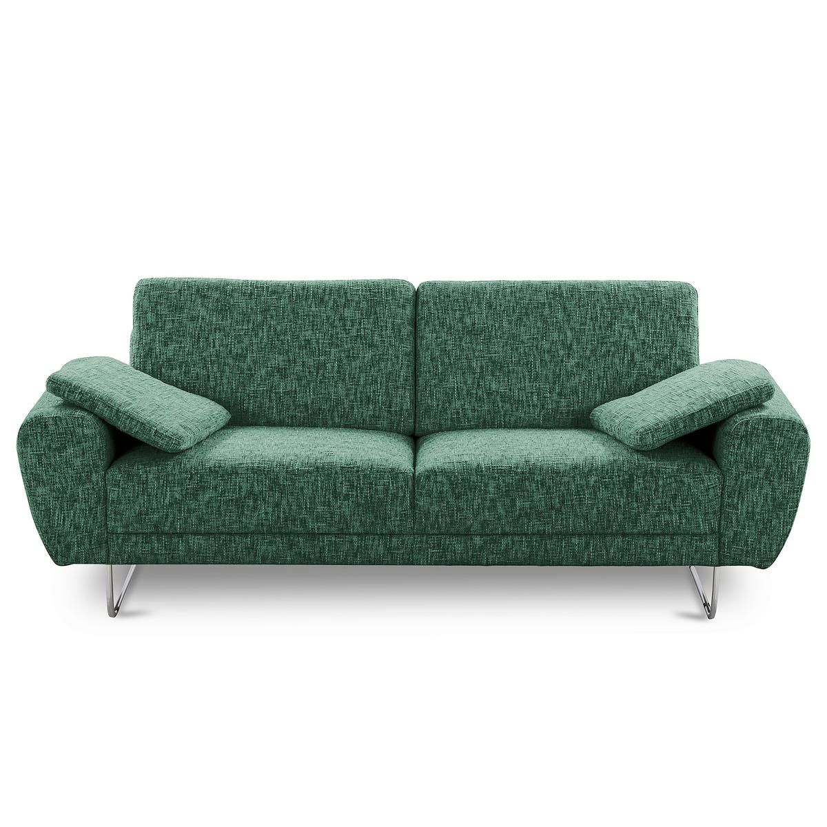 3-SITZER-SOFA SPRING in Webstoff Grün Modern  - Chromfarben/Grün, Design, Textil/Metall (187/85/92cm) - Livetastic