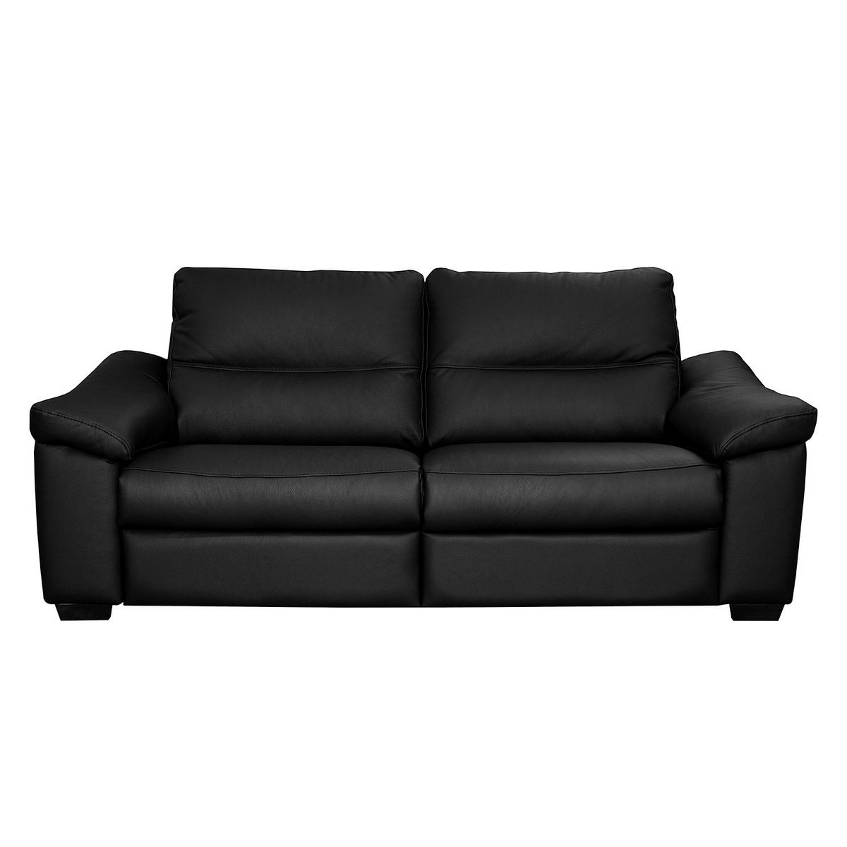 2,5-SITZER  in Echtleder Schwarz   - Schwarz, Design, Leder/Holz (214/97/97cm) - Livetastic