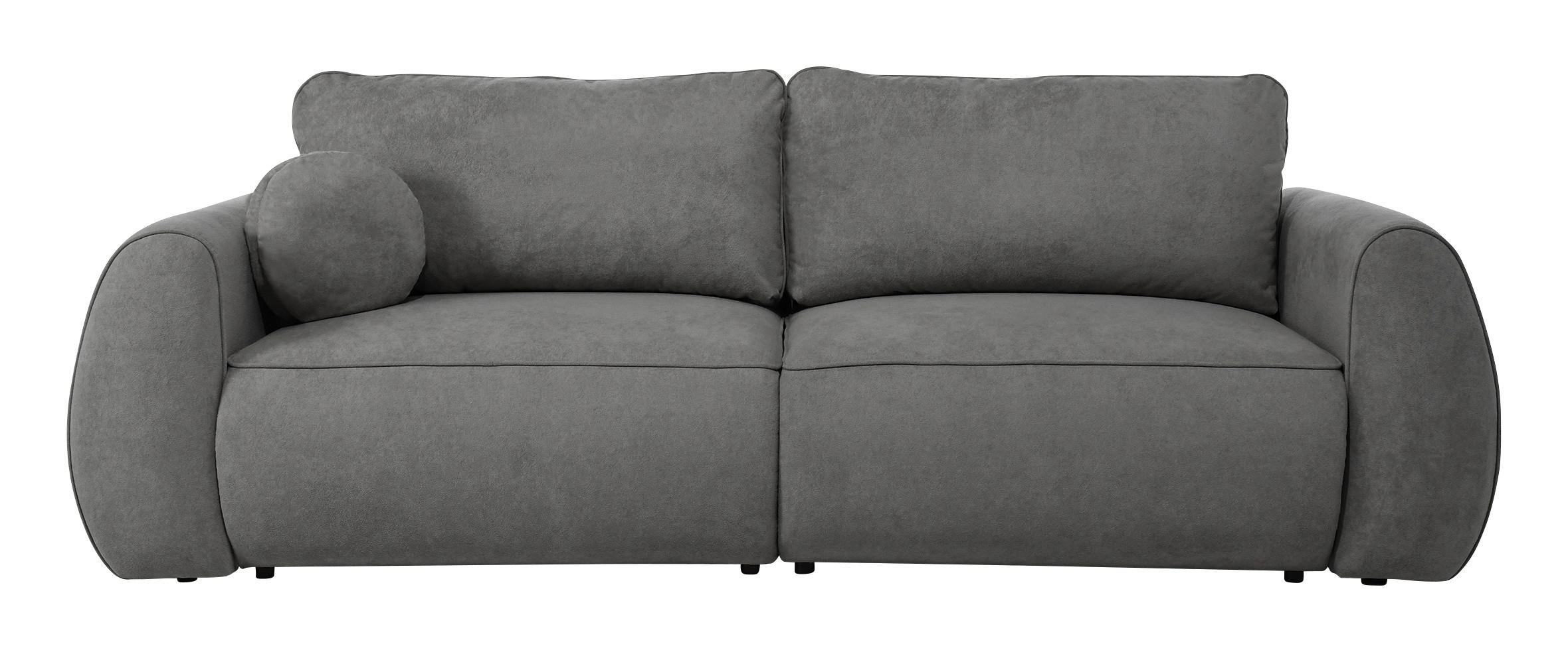 SCHLAFSOFA Jacquard Dunkelgrau  inkl. Rückenkissen, Bettkasten, Schlaffunktion, Rücken echt, Liegefläche im Originalstoff  - Dunkelgrau/Schwarz, KONVENTIONELL, Kunststoff/Textil (257/96/110cm) - Milino