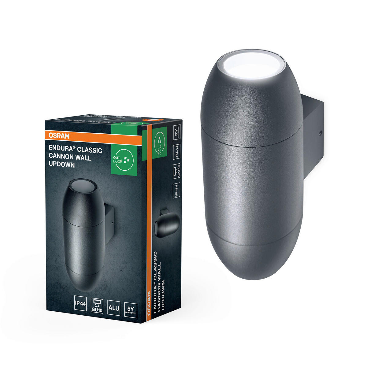 AUßENLEUCHTE 10,5/7,5/18 cm   - Dunkelgrau, Basics, Glas/Metall (10,5/7,5/18cm) - Osram