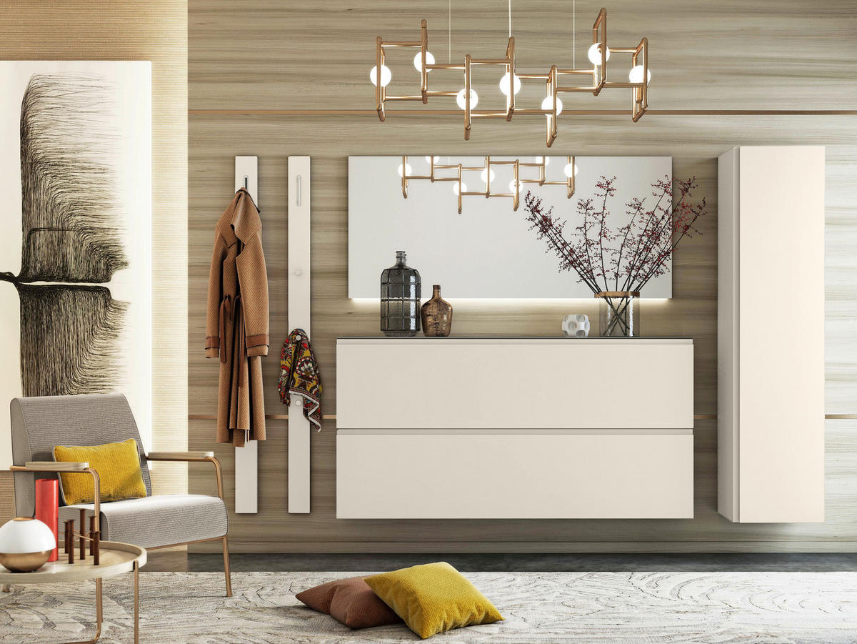 GARDEROBENPANEEL  in 10/165/3 cm  - Sandfarben/Chromfarben, Design, Holzwerkstoff/Metall (10/165/3cm) - Moderano