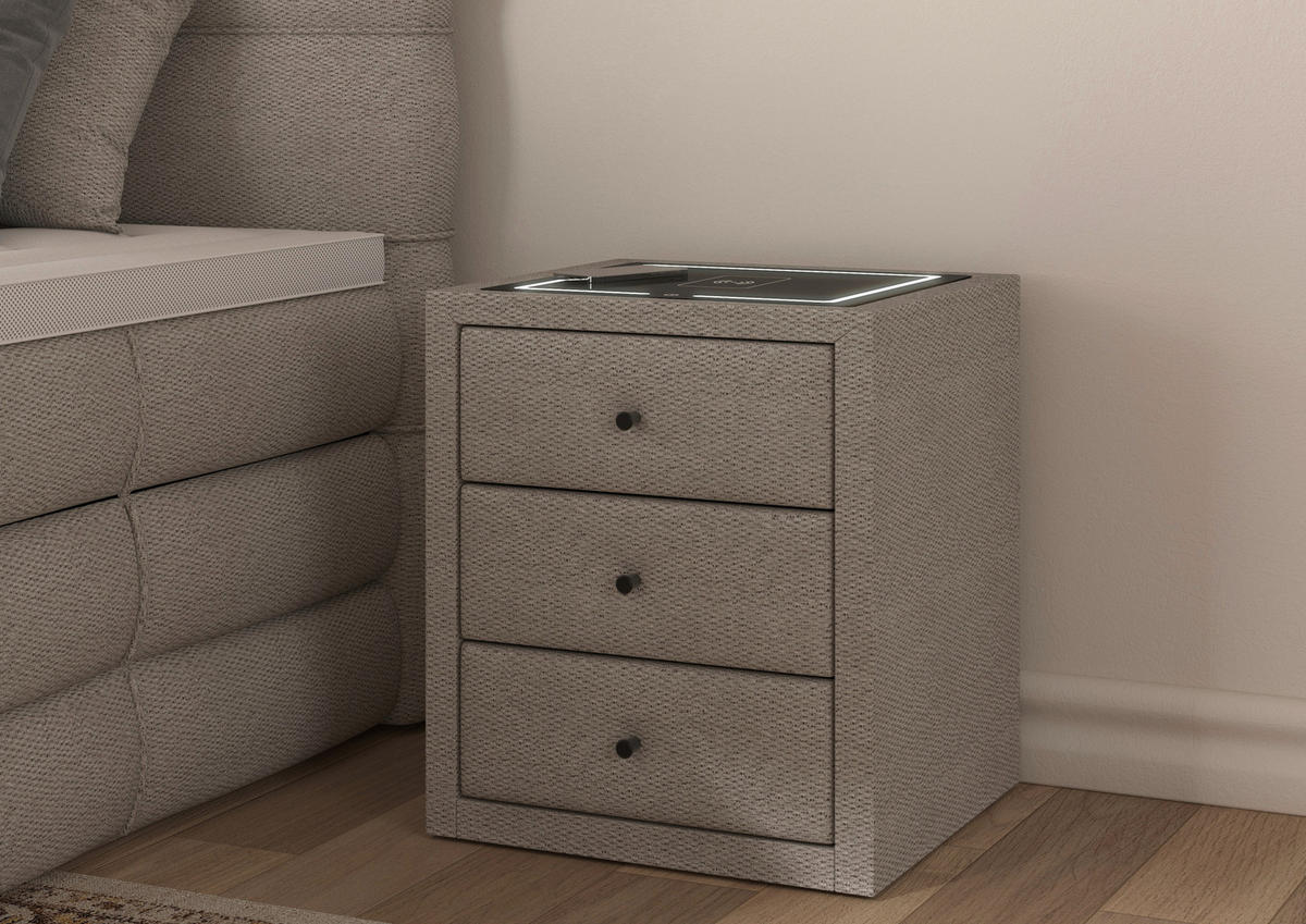 NACHTSCHRANK 49,5/56,5/46 cm, Elfenbein,  - Elfenbein/Schwarz, Basics, Glas/Kunststoff (49,5/56,5/46cm) - Chameo