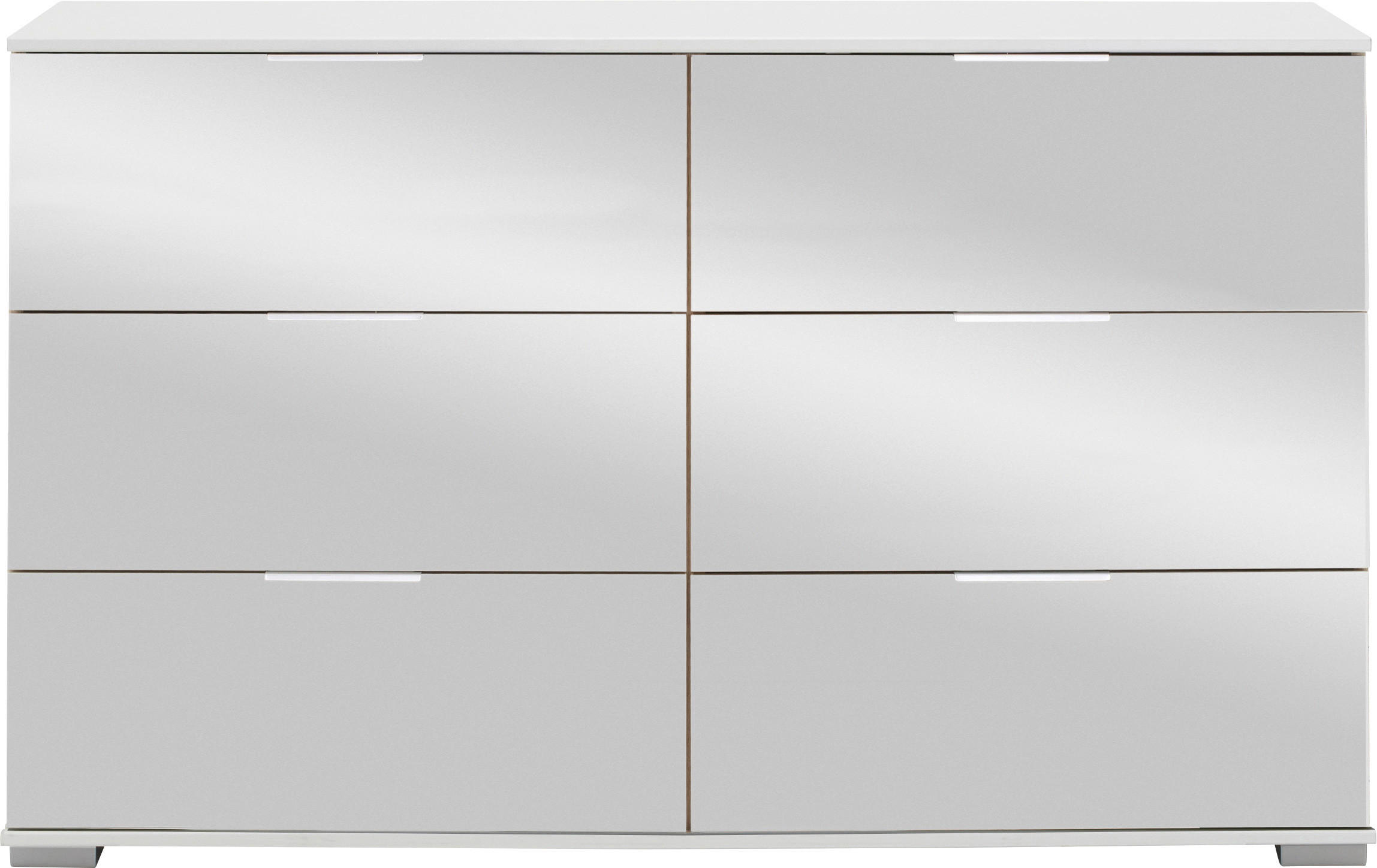 KOMMODE Weiß - Alufarben/Weiß, Design, Glas/Kunststoff (130/83/41cm) - Livetastic