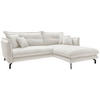 ECKSOFA Creme Velours  - Creme/Schwarz, Design, Textil/Metall (255/180cm) - Livetastic