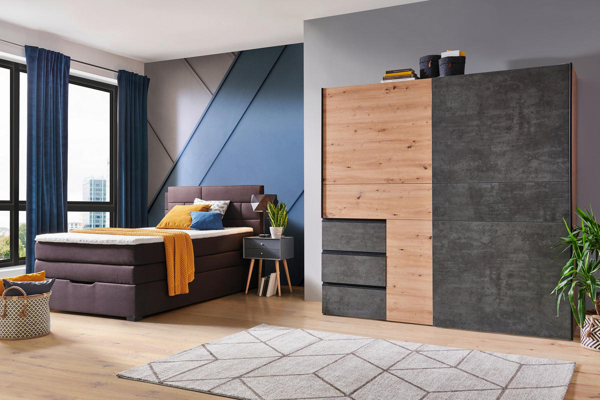 BOXSPRINGBETT 120/200 cm  in Dunkelbraun  - Wengefarben/Dunkelbraun, Konventionell, Textil (120/200cm) - Carryhome