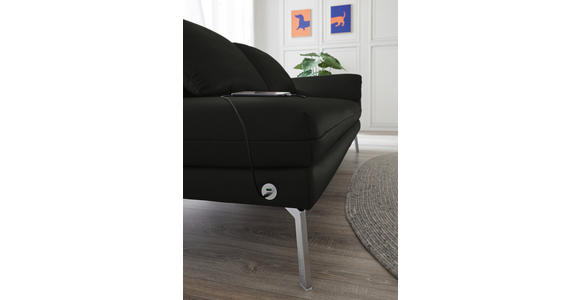 RÉCAMIERE in Echtleder Schwarz - Chromfarben/Schwarz, Design, Leder/Metall (209/85-109/95-16cm) - Dieter Knoll