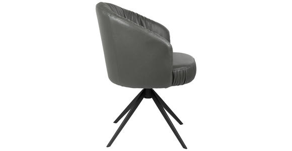 ARMLEHNSTUHL in Eisen Echtleder pigmentiert - Anthrazit/Schwarz, Design, Leder/Metall (63/82/62,5cm) - Dieter Knoll