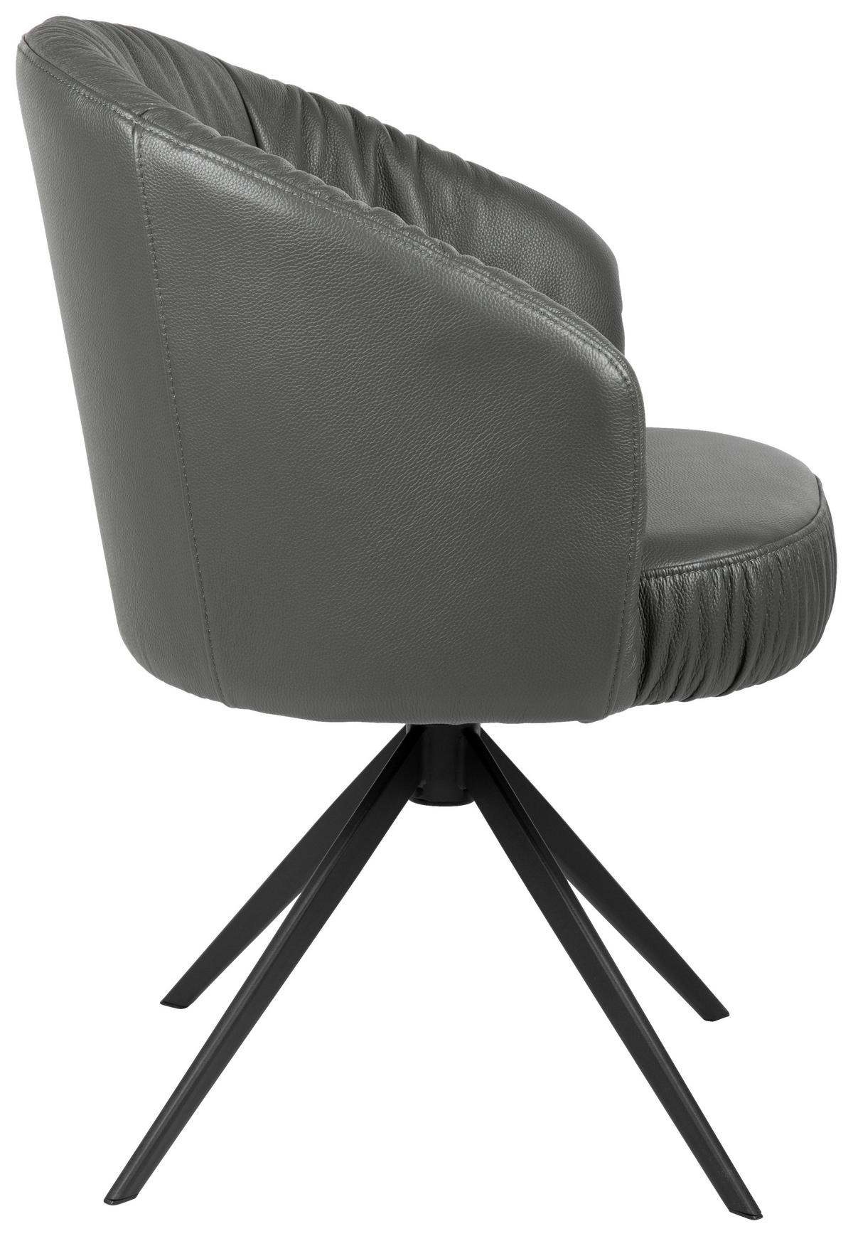 ARMLEHNSTUHL  in Eisen Echtleder pigmentiert  - Anthrazit/Schwarz, Design, Leder/Metall (63/82/62,5cm) - Dieter Knoll