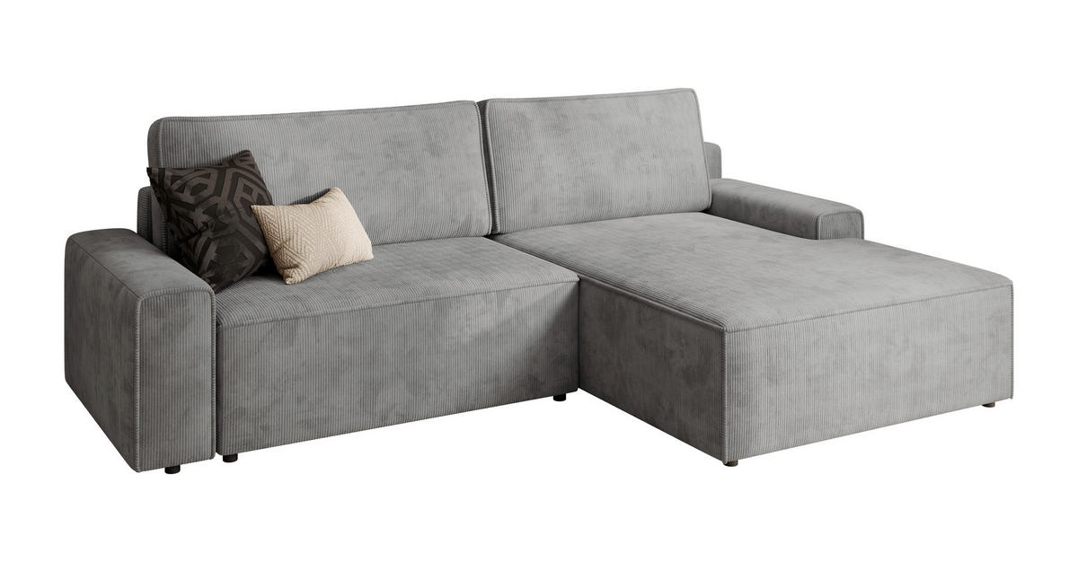ECKSCHLAFSOFA CHALLANGE in Cord Dunkelgrau  - Dunkelgrau/Schwarz, MODERN, Kunststoff/Textil (246/168cm) - Trendmanufaktur