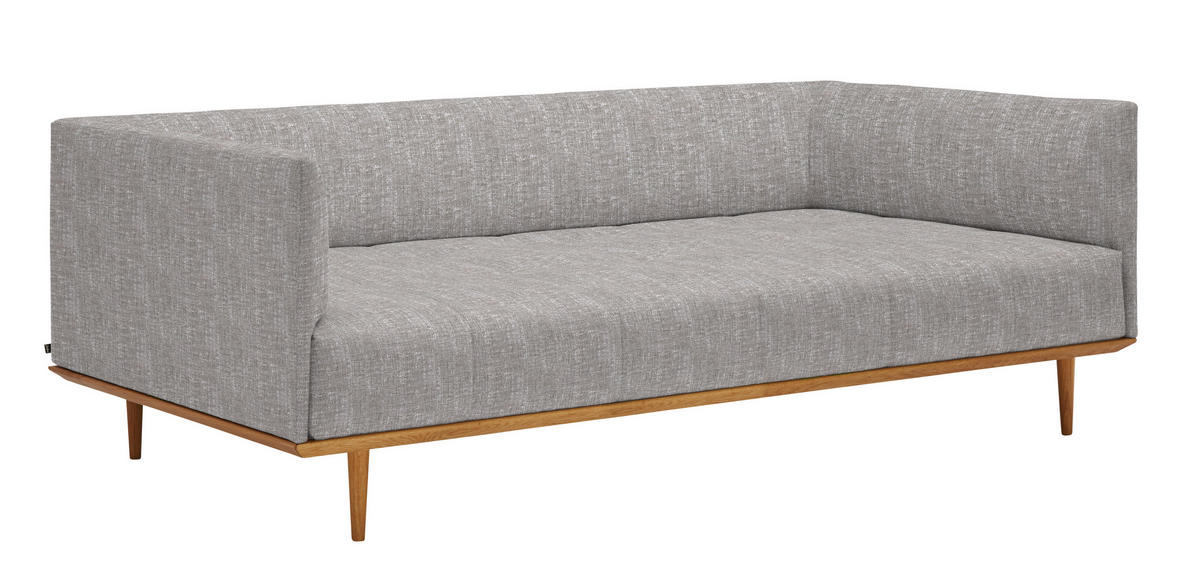BIGSOFA in Flachgewebe Grau  - Grau, Modern, Holz/Textil (220/77/120cm) - Joka