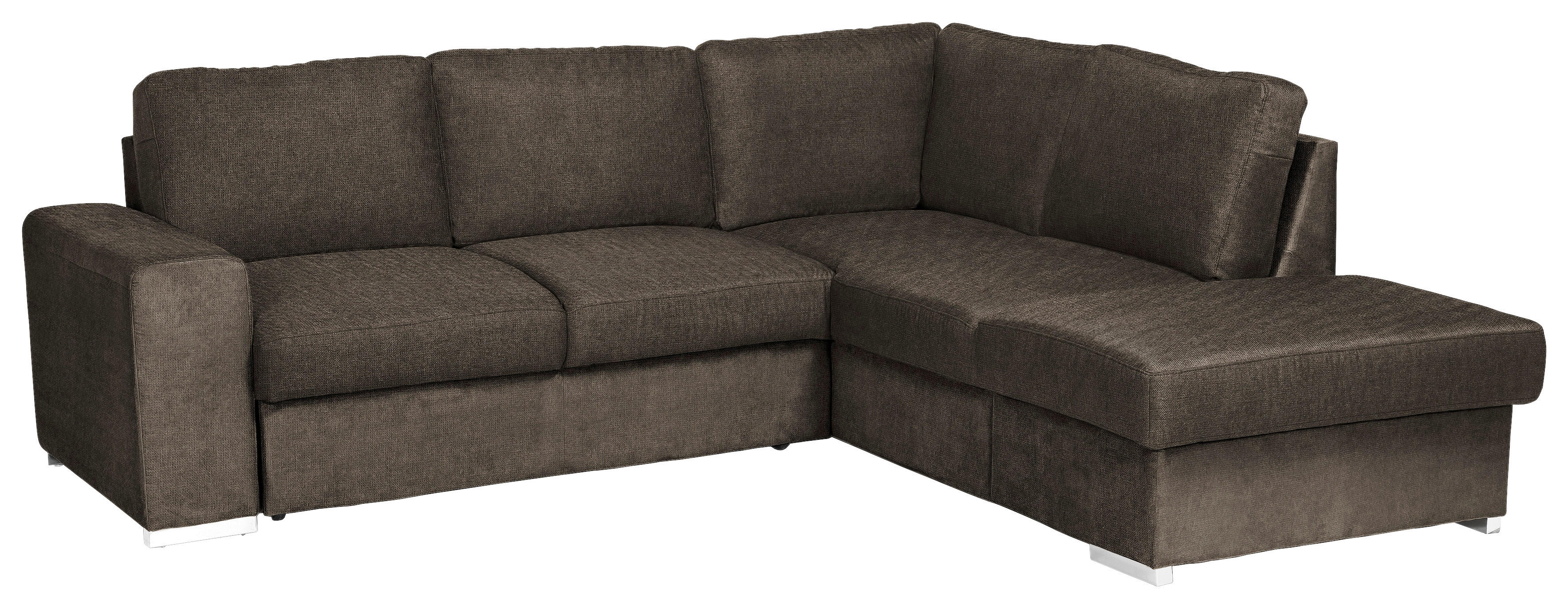 ECKSOFA in Mikrofaser Dunkelbraun  248/213 cm  - Chromfarben/Dunkelbraun, KONVENTIONELL, Textil/Metall (248/213cm) - MID.YOU