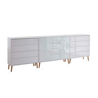 SIDEBOARD Mailand Set 12 + HF  in 263,5/86/33 cm  - Weiß Hochglanz/Weiß, MODERN, Holz/Holzwerkstoff (263,5/86/33cm) - MID.YOU