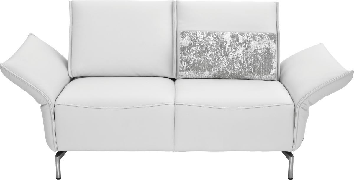 2-SITZER-SOFA in Echtleder Weiss  - Weiss/Nickelfarben, Design, Leder/Metall (160/107/88cm) - Koinor