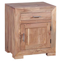NACHTSCHRANK 50/60/40 cm Akazie massiv  - Chromfarben/Akaziefarben, KONVENTIONELL, Holz/Metall (50/60/40cm) - MID.YOU