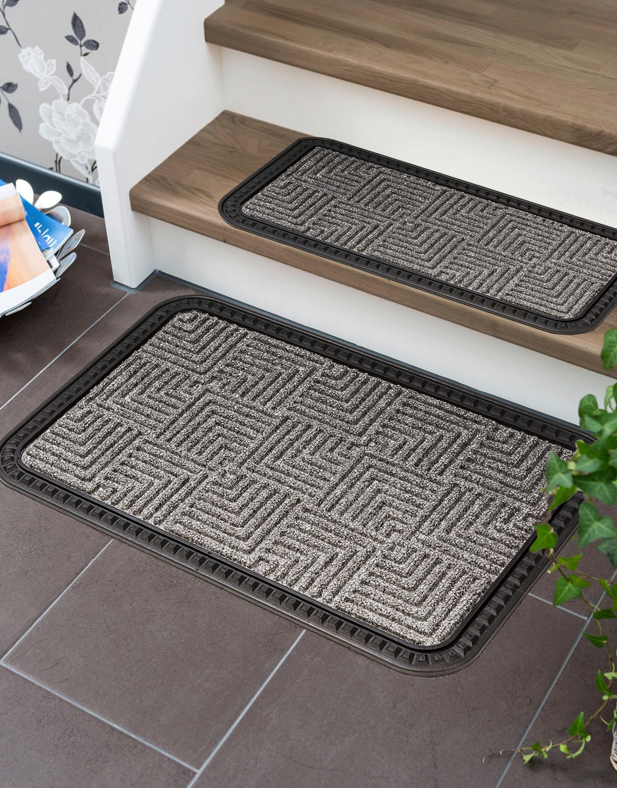 DÖRRMATTA - grå, Klassisk, textil/plast (40/60cm) - Esposa