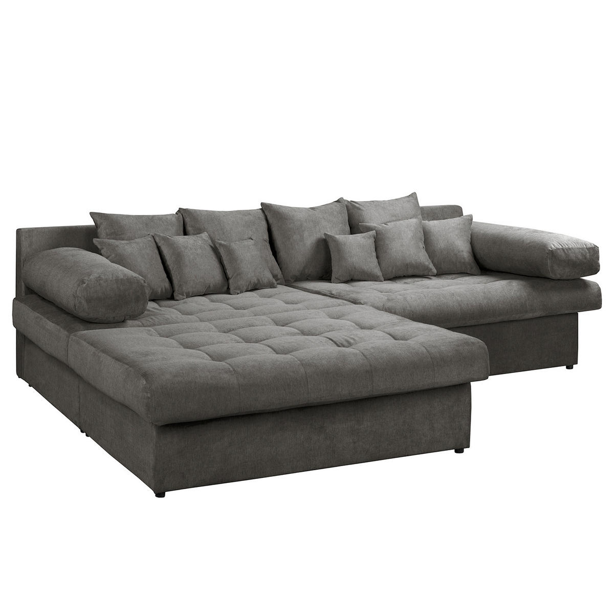 ECKSOFA Naomi Anthrazit Mikrofaser Rückenkissen  - Anthrazit/Schwarz, Design, Kunststoff/Textil (243/284cm) - P & B