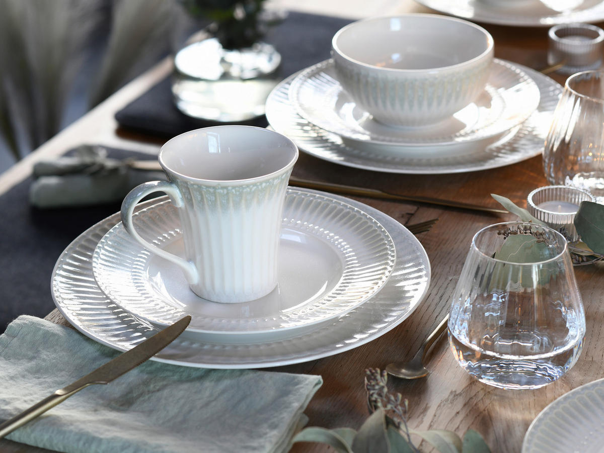 KOMBISERVICE Creme, Perlmutt Celadon Beige 16-teilig 4 Personen  - Perlmutt/Creme, Basics, Keramik - Creatable