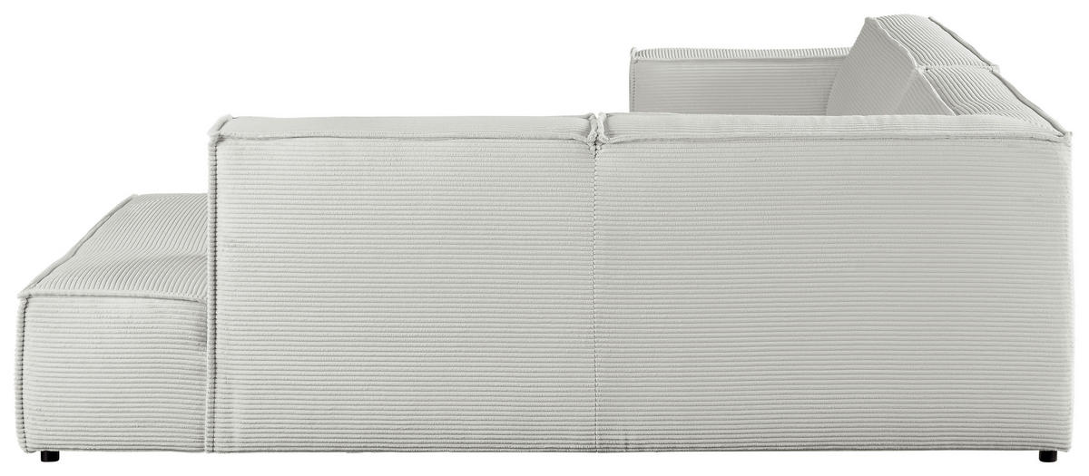 ECKSOFA in Cord Hellgrau  - Hellgrau/Schwarz, Konventionell, Kunststoff/Textil (254/224cm) - Hom`in