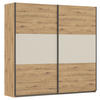 SCHWEBETÜRENSCHRANK 218/210/59 cm 2-türig Champagner, Eiche Artisan, Alufarben  - Champagner/Alufarben, MODERN, Holzwerkstoff/Metall (218/210/59cm) - Rauch Möbel