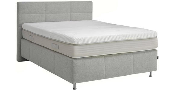 BOXSPRINGBETT 140/200 cm in Hellgrau - Hellgrau/Alufarben, KONVENTIONELL, Textil/Metall (140/200cm) - Dieter Knoll