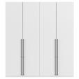 DREHTÜRENSCHRANK 201/223/61 cm,  in Weiß, 4-türig  - Schwarz/Weiß, Basics, Holzwerkstoff/Metall (201/223/61cm) - Novel