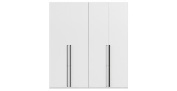 DREHTÜRENSCHRANK 201/223/61 cm,  in Weiß, 4-türig  - Schwarz/Weiß, Basics, Holzwerkstoff/Metall (201/223/61cm) - Novel