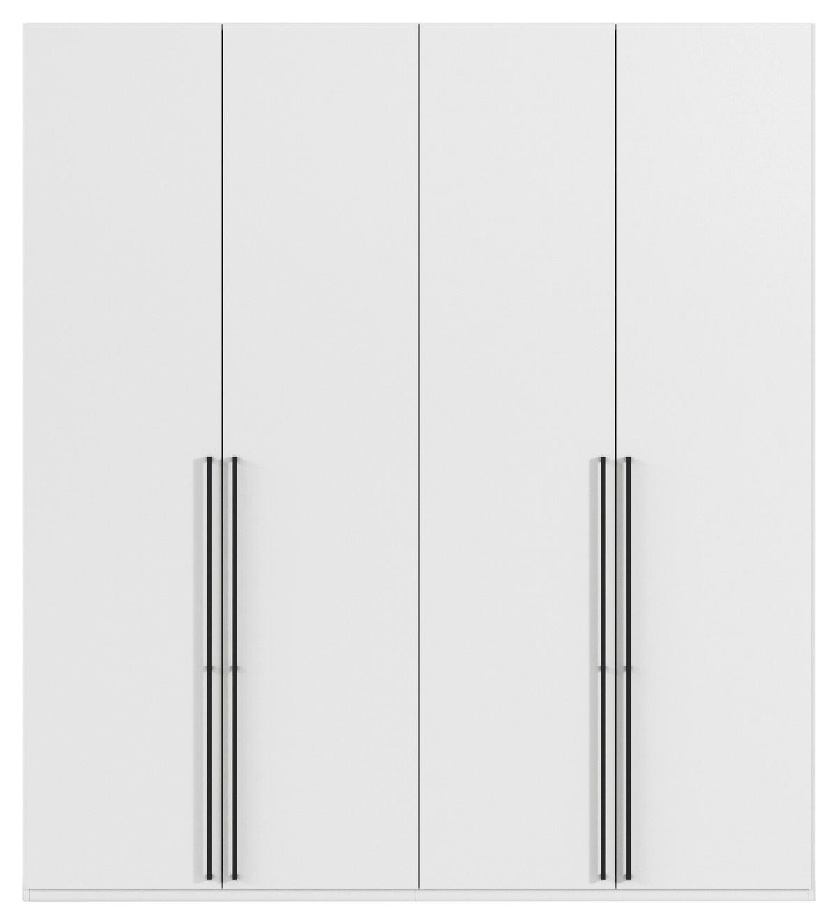 DREHTÜRENSCHRANK 201/223/61 cm,  in Weiß, 4-türig  - Schwarz/Weiß, Basics, Holzwerkstoff/Metall (201/223/61cm) - Novel