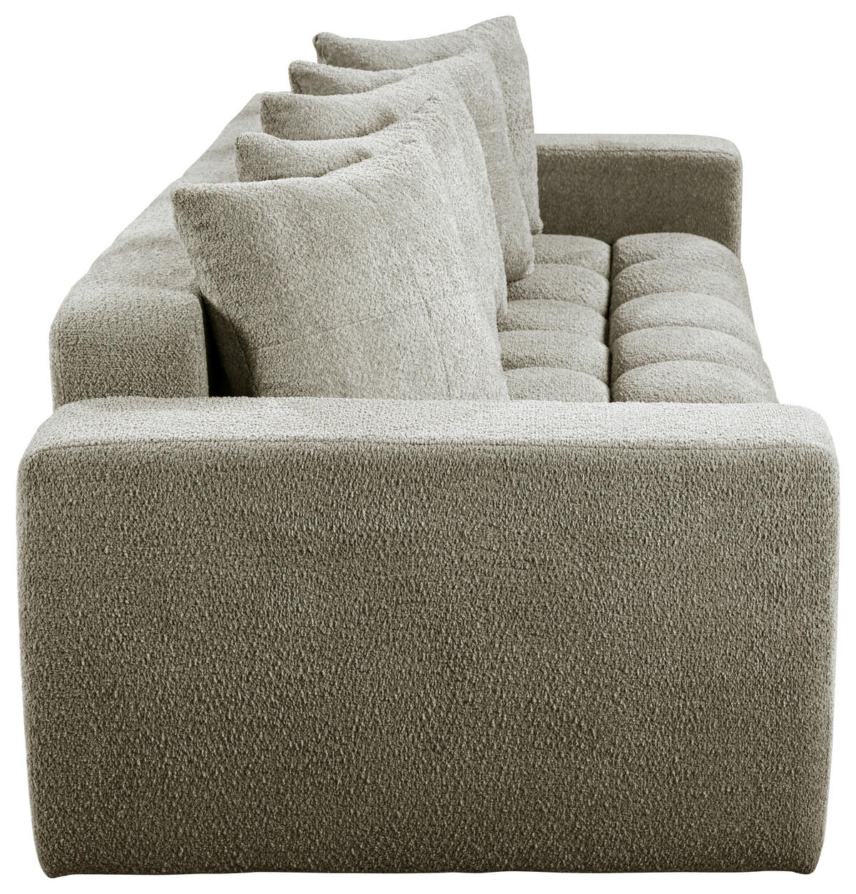 SCHLAFSOFA  mit Liegefunktion, Schlafen auf Sitzhöhe Struktur, Bouclé Taupe  - Taupe/Schwarz, Basics, Kunststoff/Textil (250/86/140cm) - Livetastic