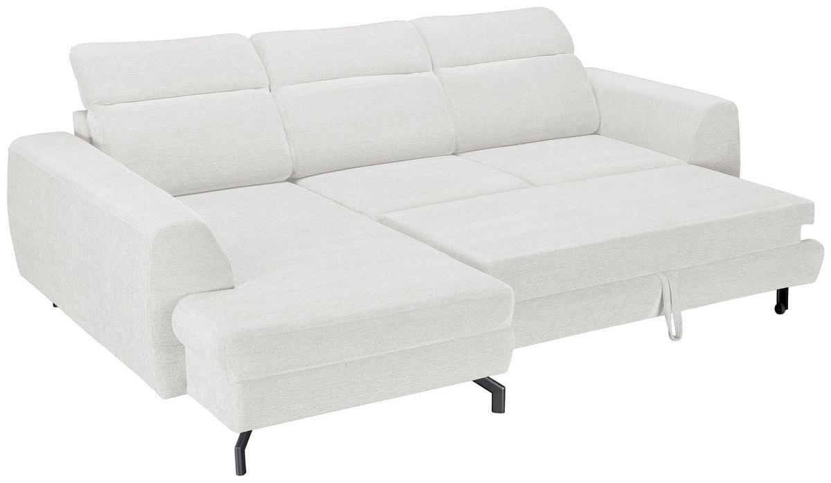 ECKSOFA Weiß Chenille  - Schwarz/Weiß, KONVENTIONELL, Textil/Metall (185/266cm) - Carryhome