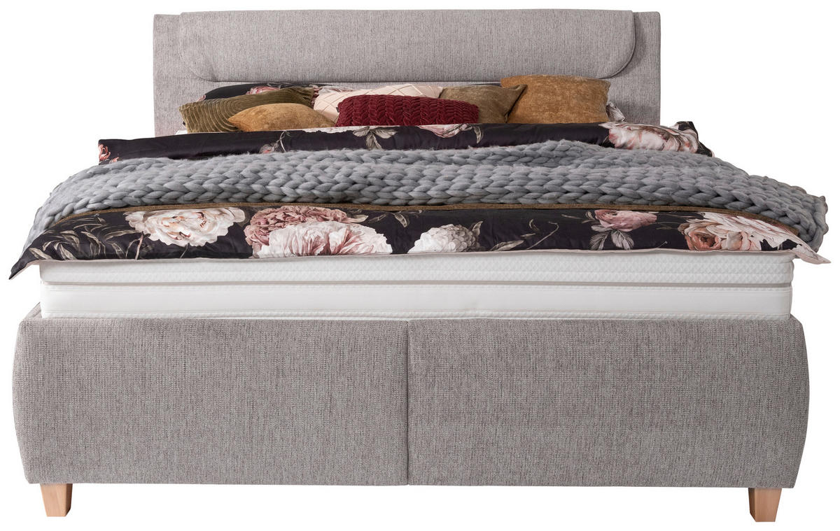 KÁRPITOZOTT ÁGY 180/200 cm  szürke  - szürke, Basics, textil/fa (180/200cm) - Esposa