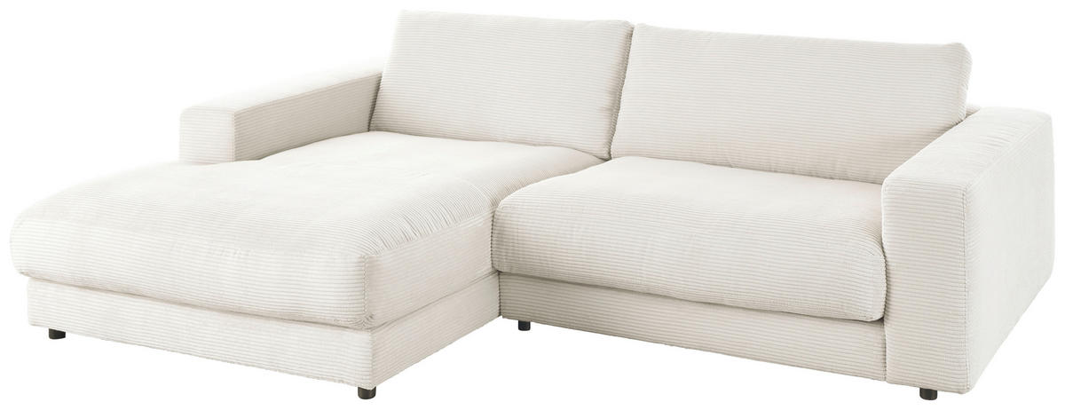 ECKSOFA in Cord Weiss  - Weiss/Schwarz, Design, Kunststoff/Textil (190/270cm) - Lomoco