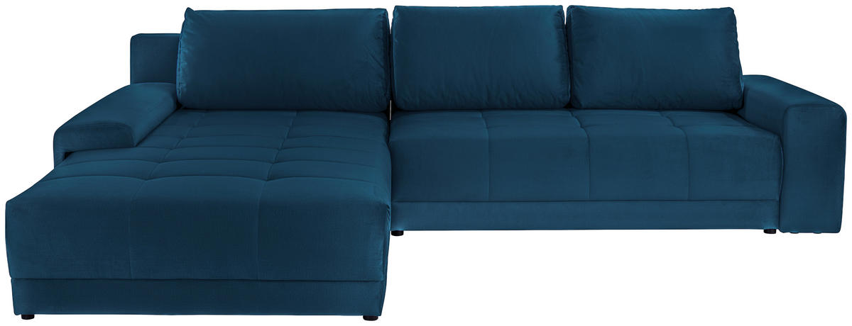 ECKSOFA Dunkelblau Samt  - Dunkelblau, MODERN, Textil (213/308cm) - MID.YOU