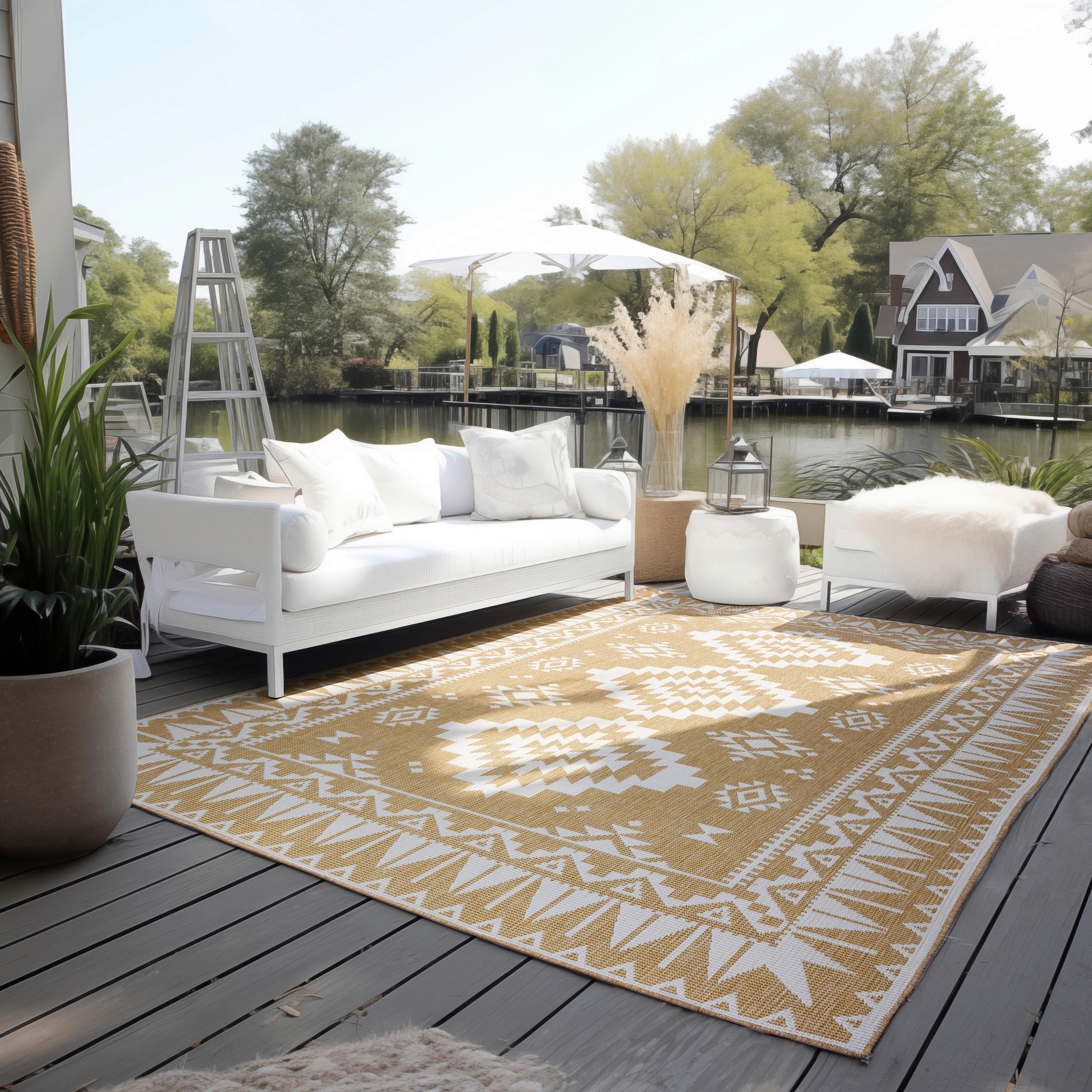 OUTDOORTEPPICH 120/170 cm Gemini Weiß, Honig  - Weiß/Honig, Design, Kunststoff/Textil (120/170cm) - Elle Decoration