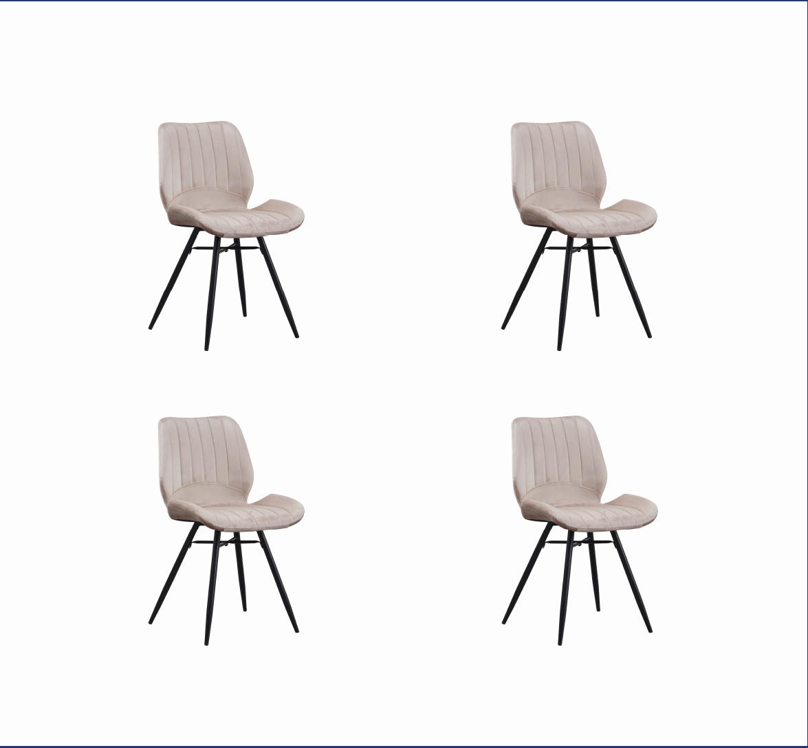STUHL-SET 4 Stück  in Samt  - Beige/Schwarz, MODERN, Textil/Metall (47/82/55cm) - MID.YOU