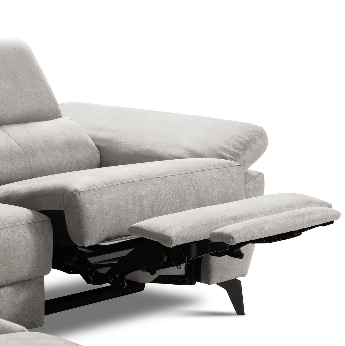 ECKSOFA SONO in Lederlook Grau Armteilverstellung, Kopfteilverstellung  210/265 cm  - Schwarz/Grau, Design, Textil/Metall (210/265cm) - Livetastic