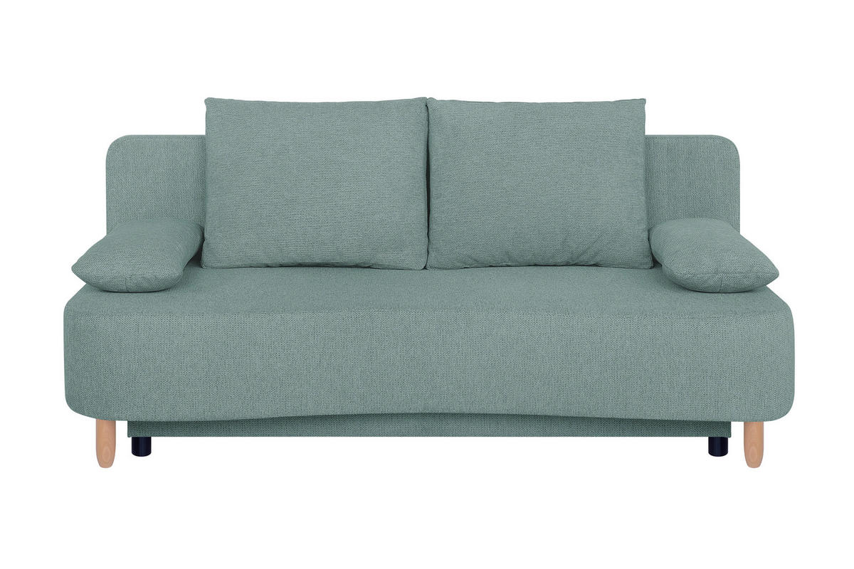 SCHLAFSOFA  mit Webstoff Blaugrau  - Buchefarben/Blaugrau, Design, Holz/Kunststoff (193/86/85cm) - P & B