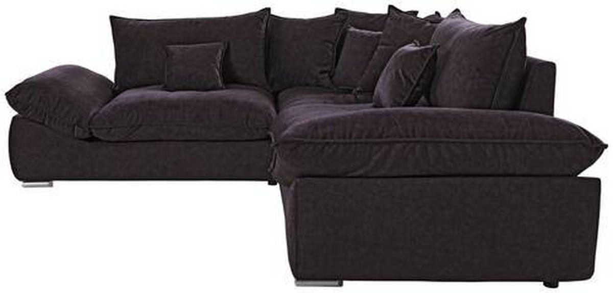 ECKSOFA in Velours Dunkelbraun  - Chromfarben/Dunkelbraun, Konventionell, Kunststoff/Textil (247/247cm) - Carryhome