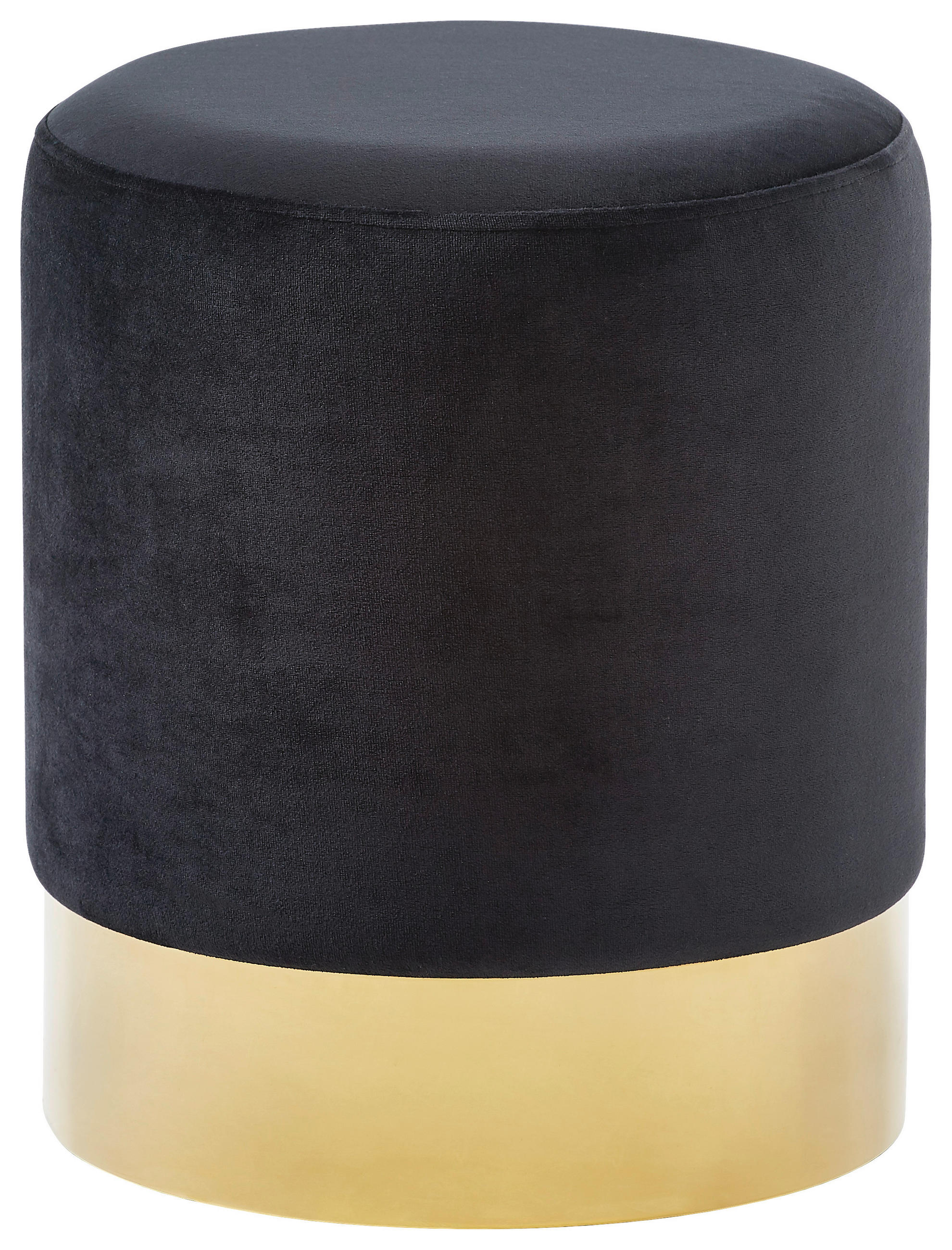 HOCKER Samt Schwarz, Goldfarben  - Goldfarben/Schwarz, Trend, Textil/Metall (35/42/35cm) - Xora