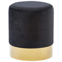 HOCKER Samt Schwarz, Goldfarben  - Goldfarben/Schwarz, Trend, Textil/Metall (35/42/35cm) - Xora