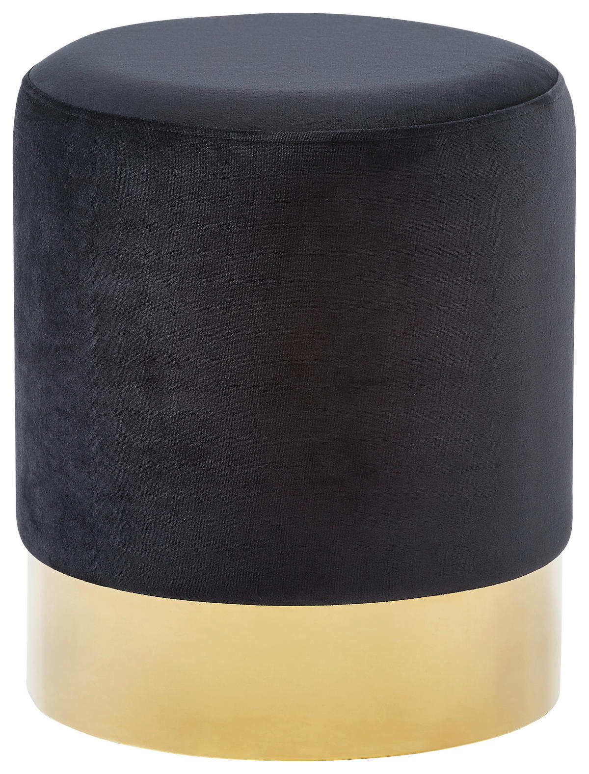 HOCKER Samt Schwarz, Goldfarben  - Goldfarben/Schwarz, Trend, Textil/Metall (35/42/35cm) - Xora