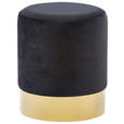 HOCKER Samt Schwarz, Goldfarben  - Goldfarben/Schwarz, Trend, Textil/Metall (35/42/35cm) - Xora