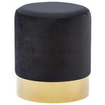 HOCKER Samt Schwarz, Goldfarben  - Goldfarben/Schwarz, Trend, Textil/Metall (35/42/35cm) - Xora