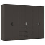 DREHTÜRENSCHRANK 301/223/61 cm,  in Graphitfarben, 6-türig  - Edelstahlfarben/Graphitfarben, Basics, Holzwerkstoff/Metall (301/223/61cm) - Novel