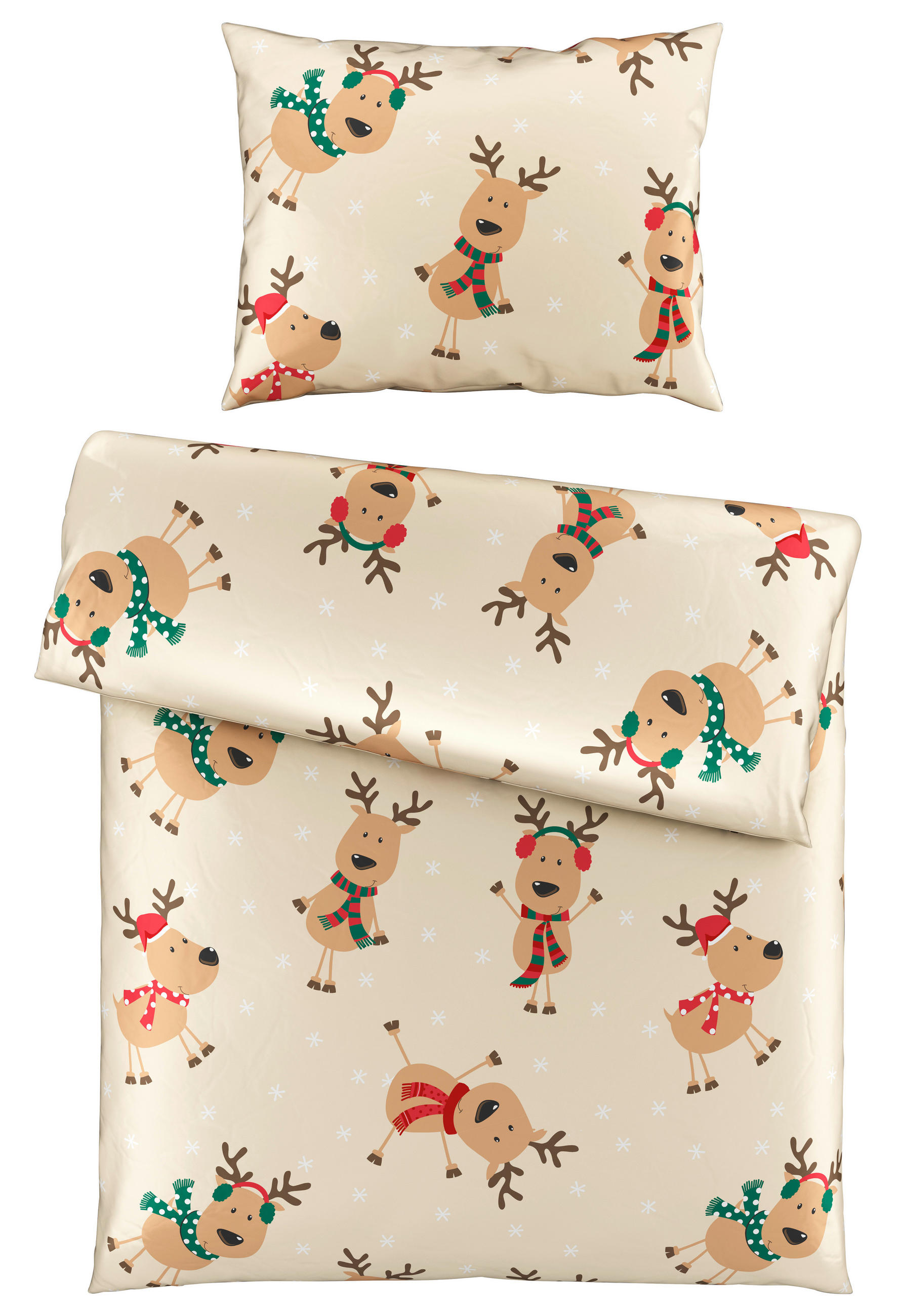 POSTELJNINA DEER 140/200 cm saten rdeča, bež  - rdeča/bež, Konvencionalno, tekstil (140/200cm) - Esposa