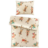 POSTELJNINA DEER 140/200 cm saten rdeča, bež  - rdeča/bež, Konvencionalno, tekstil (140/200cm) - Esposa