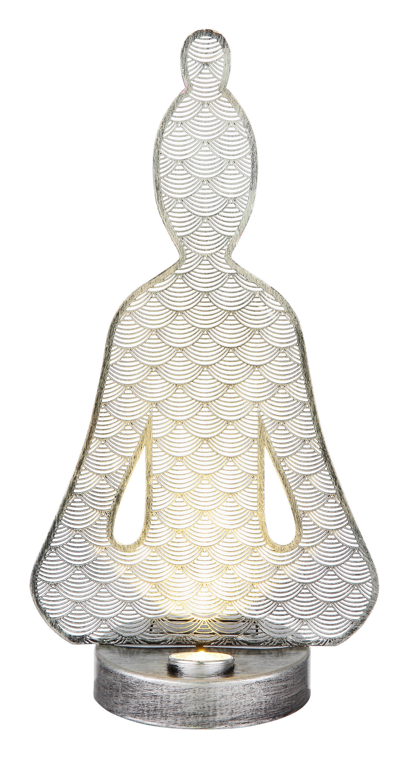 SOLARLEUCHTE 19/12/36 cm  - Transparent/Silberfarben, Design, Kunststoff/Metall (19/12/36cm) - Globo