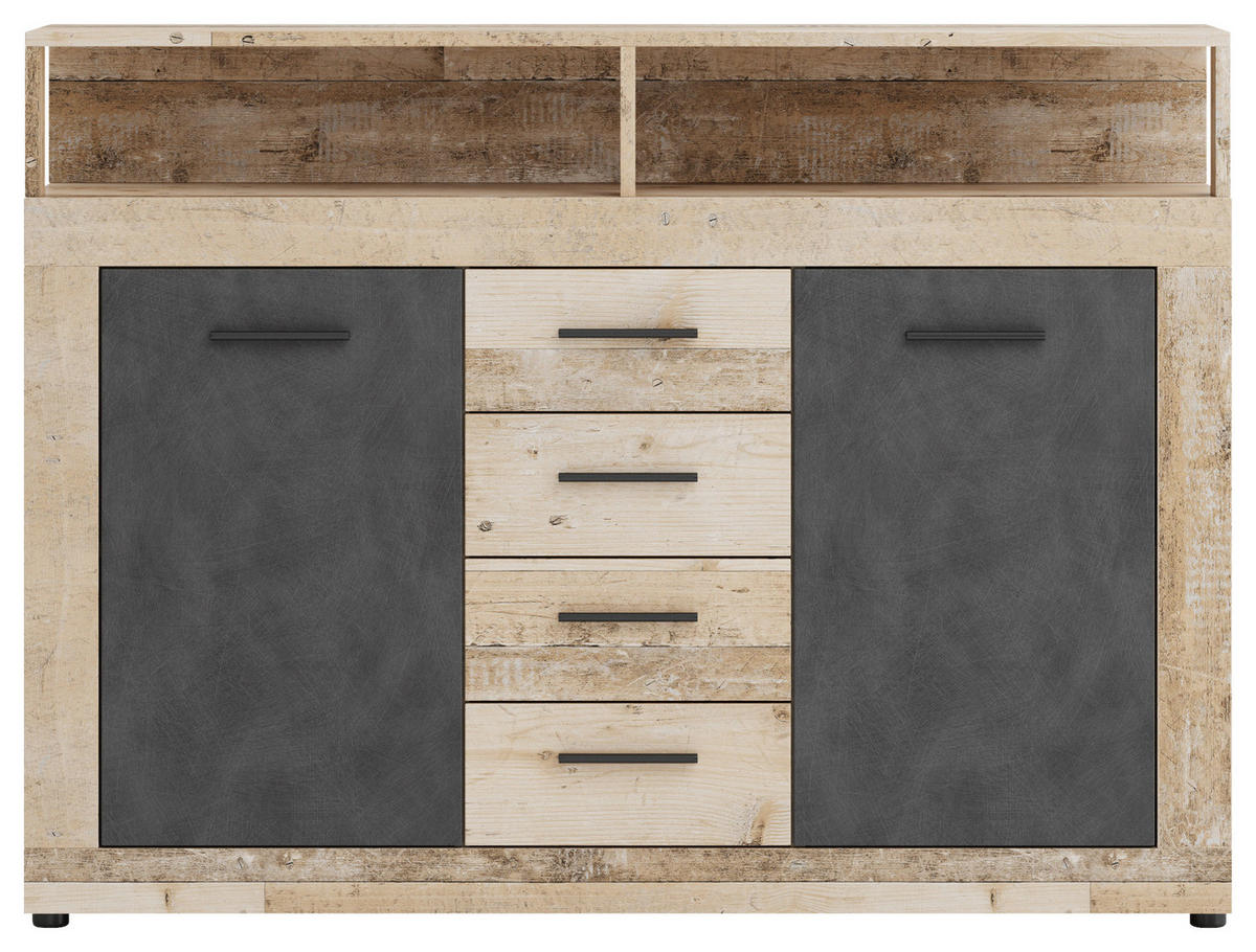 KOMMODE  in 119/96/32 cm  - Eichefarben/Anthrazit, Design, Holzwerkstoff/Kunststoff (119/96/32cm) - MID.YOU
