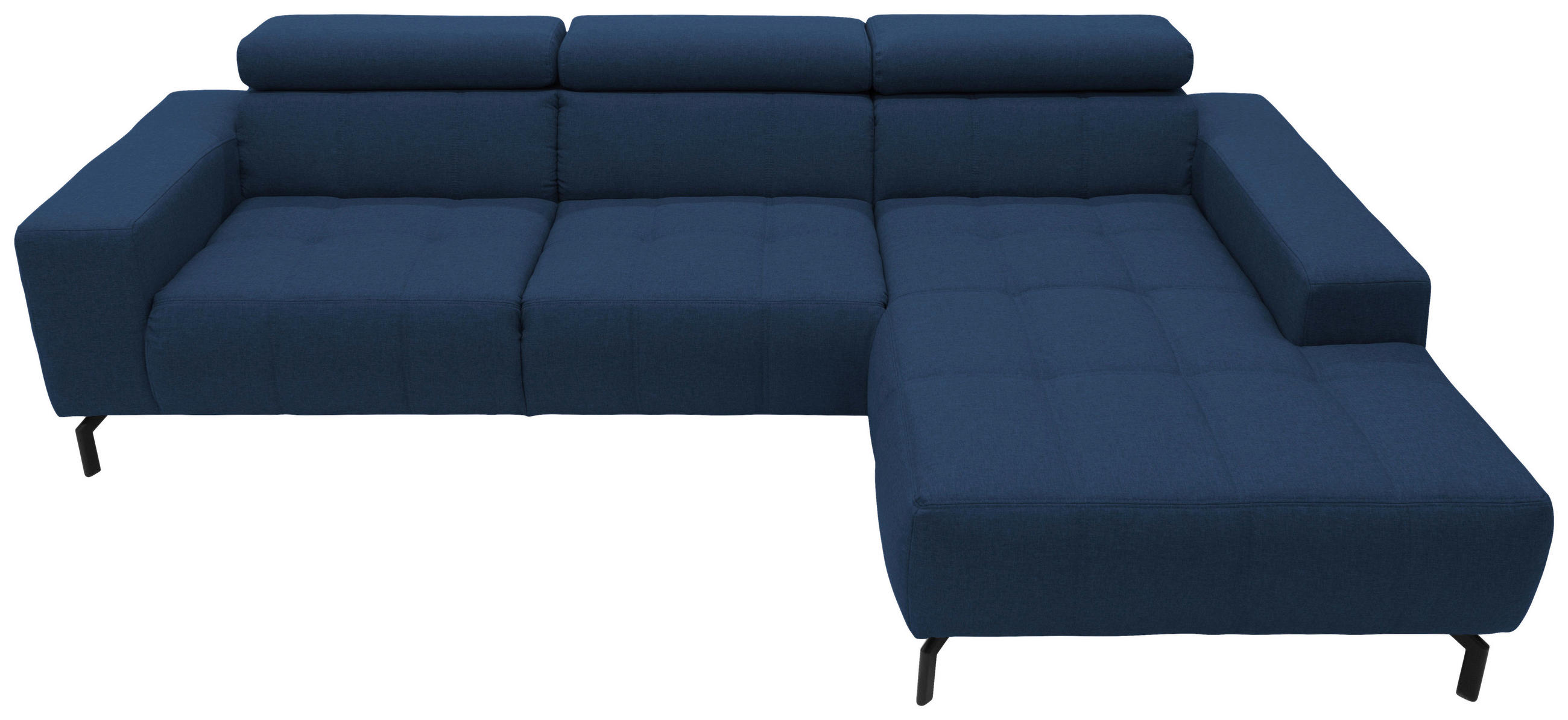 Thumbnail - Mid.you Ecksofa, Dunkelblau, Textil, Uni, 3-Sitzer, Ottomane rechts, L-Form, 292x175 cm, Made in EU, FSC Mix, Rücken ech...