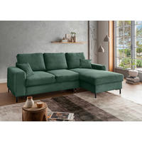ECKSCHLAFSOFA in Cord Dunkelgrün  - Dunkelgrün/Schwarz, KONVENTIONELL, Textil/Metall (237/143cm) - Livetastic