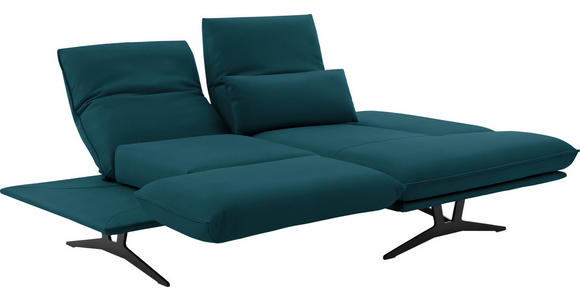 ECKSOFA in Echtleder Petrol  - Petrol/Schwarz, Design, Leder/Metall (210/130cm) - Dieter Knoll